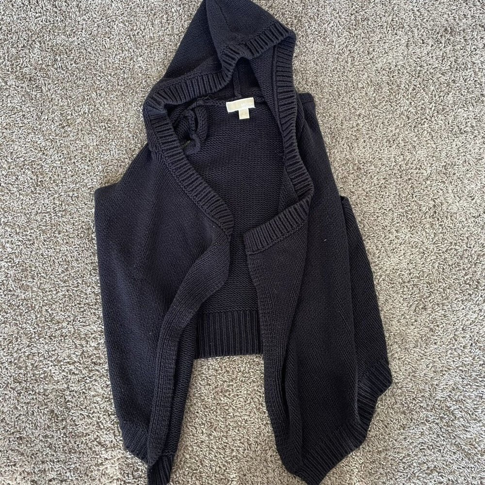 Michael‎ Kors Knit Sweater Womens S Black Sleeveless Open Front Drape Cardigan